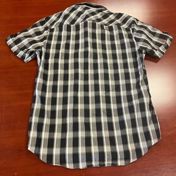Tony Hawk Gray Plaid Button Cuff Button Down Shirt sz M - Picture 3 of 4